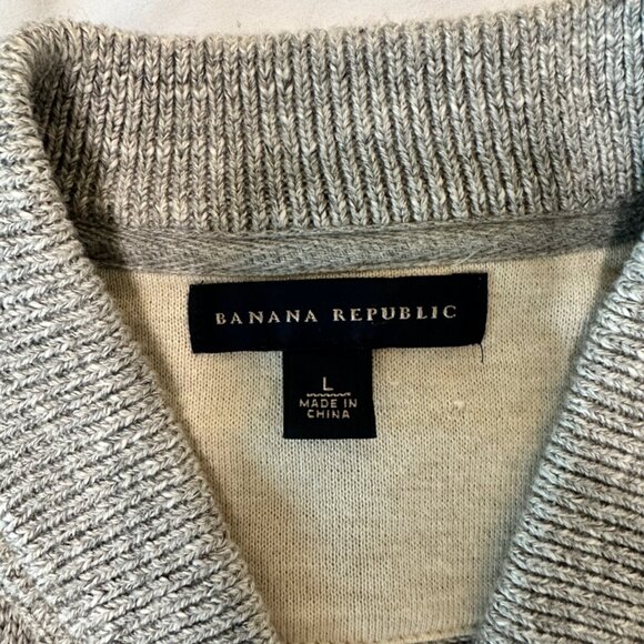 Banana Republic Grey Zipper Cardigan Cotton High Neck Size L - Picture 3 of 12
